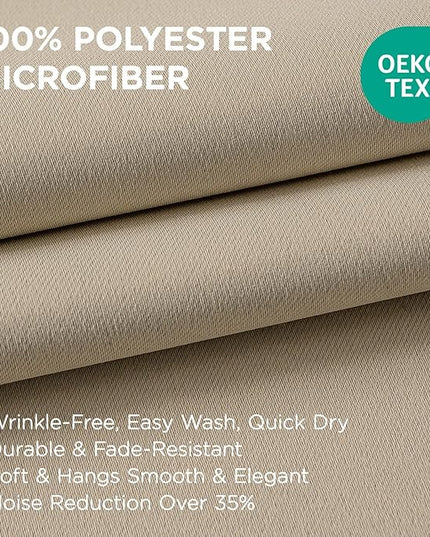 Joydeco Blackout Curtains 108 Inch Length 2 Panels Set, Thermal Insulated Long Curtains& Drapes 2 Burg, Room Darkening Grommet Drapes for Living Room Bedroom Window (W52 x L108 Inch, Light Beige)