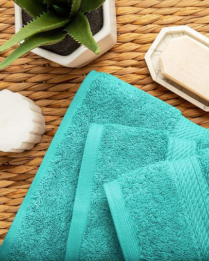 Superior Egyptian Cotton Pile 3 Piece Towel Set, Includes 1 Bath, 1 Hand, 1 Face Towel/Washcloth, Ultra Soft Luxury Towels, Thick Plush Essentials, Guest Bath, Spa, Hotel Bathroom, Turquoise