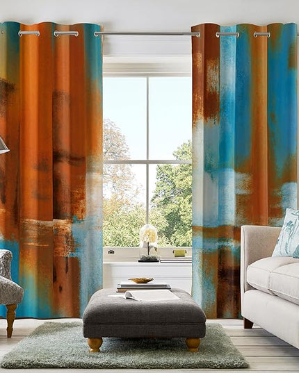 Asuexpect Rust Curtains 2 Panels Abstract Curtain Room Darkening Grommet Window Drapes Modern Decorative Window Treatments for Bedroom Living Room, 52x96 Inches