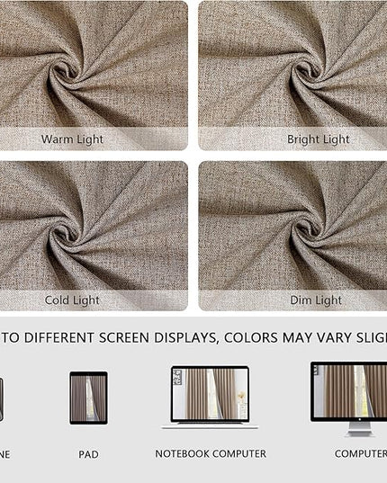 100% Blackout Curtains 84 inch Length 2 Panels Faux Linen Long Drapes for Bedroom Nursery Living Room Black Out Room Darkening Curtain Thermal Insulated Back Tab Rod Pocket(W52 x L84, Beige)
