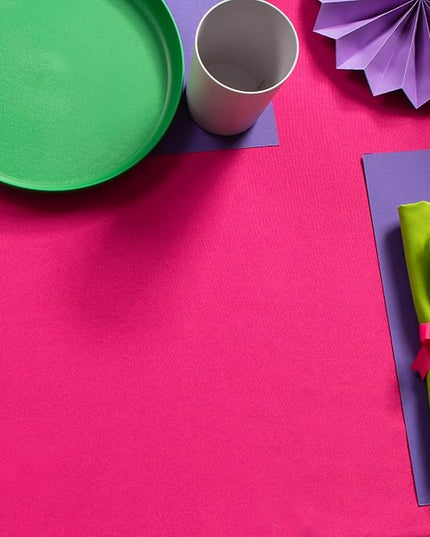 Gee Di Moda Rectangle Tablecloth - 90 x 132 Inch Fuchsia Table Cloth for 6 Foot Tables with Floor-Length Drop - Heavy Duty Washable Fabric for Holiday Party, Dinner, Weddings & Baby Shower