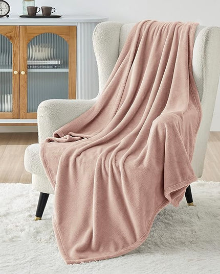 Bedsure GentleSoft Fleece Throw XL Blanket Dusty Pink - 300GSM Soft Lightweight Plush Cozy Blankets for Bed, Sofa, Couch, Travel, Camping, 50x70 inches