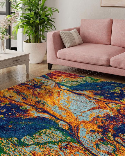 Rugs.com Calypso Collection Rug – 10 Ft Square Multi Medium-Pile Rug Perfect for Living Rooms, Kitchens, Entryways