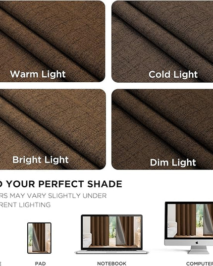 Joydeco Linen Blackout Curtains for Bedroom - 100% Light Blocking 1 Panels, Cappuccino Drapes 70" W x 96" L, Thermal Insulated Room Darkening Curtains for Living Room, Rod Pocket & Back Tabs