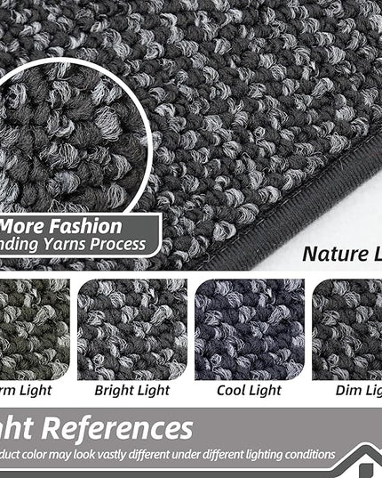 BEQHAUSE Dirt Trapper Door Mat 24" x 60", Non-Slip Washable Doormats Entrance Mat, Dirt Resistant and Absorbent Welcome Mat, Low Profile Floor Mats for Front Back Door and Entryway, Charcoal