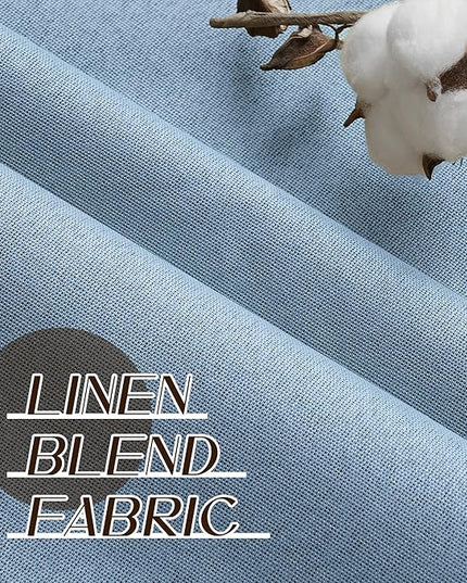 100% Blackout Slate Blue Linen Curtains 84 Inches Long for Kitchen Bedroom, Thermal Insulated Lightweight Privacy Anti-Rust Grommet Curtains for Living Room, Dusty Blue, W37 x L84, 2 Panels