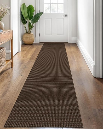 KOZYFLY Runners for Hallways 2x8 ft Washable Kitchen Runner Non Slip Rubber Backed Hall Runners Cotton Entryway Runner Rugs Floor Carpet for Indoor Backdoor Bedroom Kitchen, Reddish Brown/Coffee
