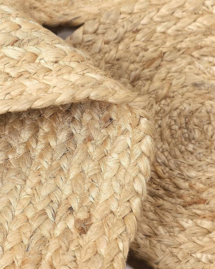 REDEARTH · Round Area Rug - 5 Feet Braided Scalloped Abaca Embrace Natural Jute Rug- Artisan Made Boho Jute Patterned Rugs for Bedroom, Kitchen, Living Room, Farmhouse, Handmade Vintage Décor