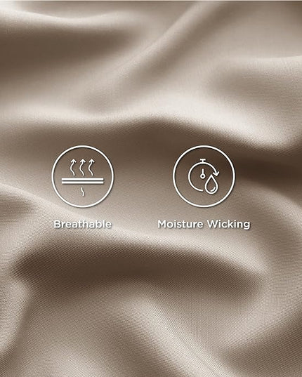 Bedsure Cooling Sheets Twin XL, Rayon Derived from Bamboo, Breathable & Soft Twin XL Sheet Sets, Deep Pocket Up to 16 Inches, Hotel Luxury Silky Dorm Bedding for Hot Sleepers, Simply Taupe
