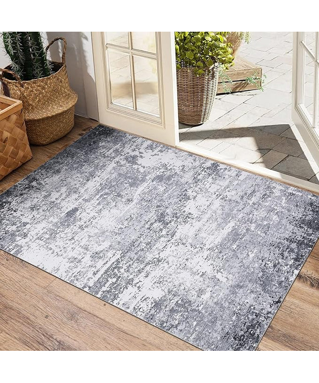 Modern Abstract 2x3 Area Rug Non Slip Non Shedding Low Pile Stain Resistant Rug for Entryway Kitchen Bedroom,Light Grey