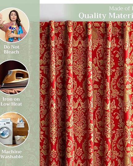 Maison d' Hermine Curtains for Living Room 100% Cotton 84 inch Length One Panel Light Filtering Curtains for Bedroom Windows with Rod and Loop Pockets Drapes (Sofia, 50" W x 84" L)
