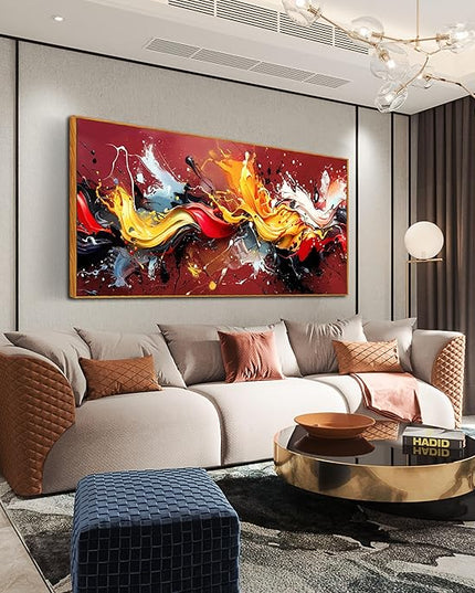 Ouzzlie Colorful Wall Decor Red Art for Living Room Large Wall Pictures Abstract Artwork Home Decor Prints Wall Art 29"x 59"