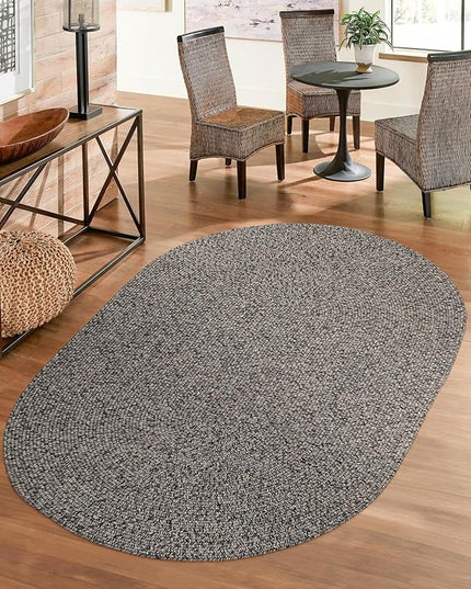 Seasons SE85 Fall Charcoal 4' x 6' Oval - Braided Area Rug, Home Decor, Floor Mat or Bedroom Rug - Easy Care, Ideal for High Traffic Areas in Hallway and Living Room - Made in USA