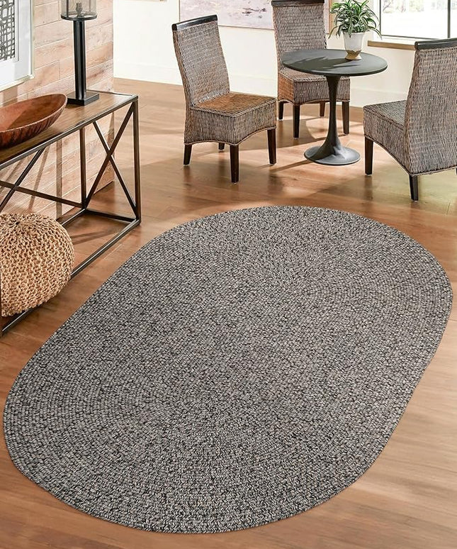 Seasons SE85 Fall Charcoal 7' x 9' Oval - Braided Area Rug, Home Decor, Floor Mat or Bedroom Rug - Easy Care, Ideal for High Traffic Areas in Hallway and Living Room - Made in USA