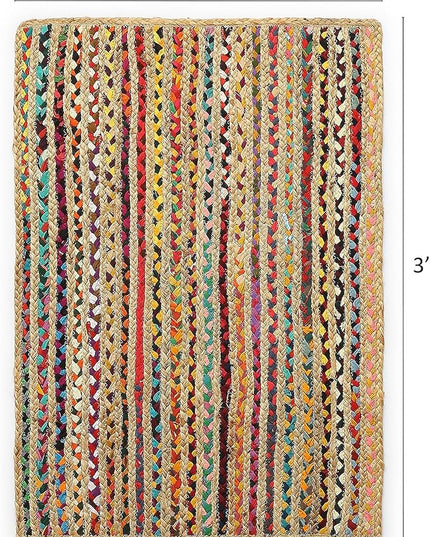 REDEARTH · Jute Cotton Chindi Area Rug - 2'x3' Rectangular Rug, Handwoven, Non-Shedding, Soft & Durable – Multi Tones for Home Décor in Living Room, Dining Room, Bedroom