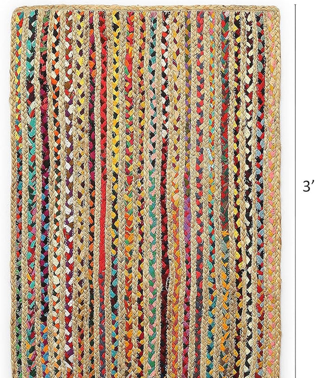 REDEARTH · Jute Cotton Chindi Area Rug - 2'x3' Rectangular Rug, Handwoven, Non-Shedding, Soft & Durable – Multi Tones for Home Décor in Living Room, Dining Room, Bedroom
