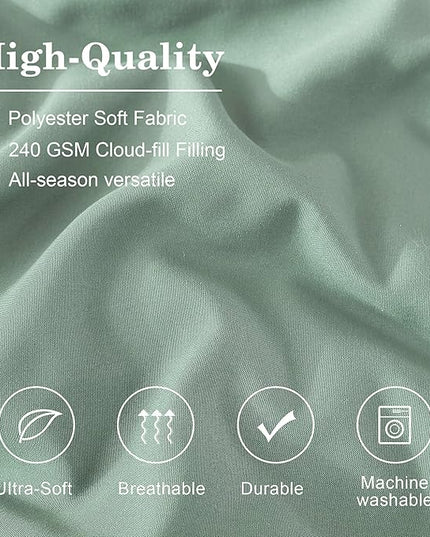 Monbix Queen Comforter Set - 7 Pieces Harbor Green Bed in a Bag Queen Bedding Sets with Comforters, All Seasons Down Alternative Comforter Bed Set with Sheets, Pillowcases & Shams