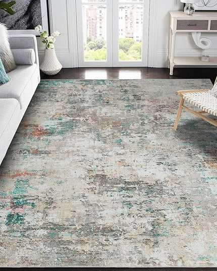 Modern Abstract Area Rug 8x10 Non Slip Non Shedding Rug Low Pile Stain Resistant for Bedroom Living Room,Colorful