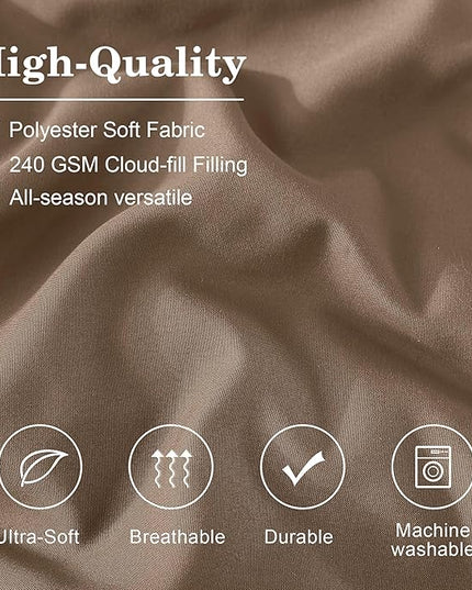 Monbix Oversized Queen Comforter Set - 7 Pieces Brown Bed in a Bag Oversized Queen Bedding Sets with Comforters, All Seasons Comforter Bed Set with Sheets, Pillowcases & Shams