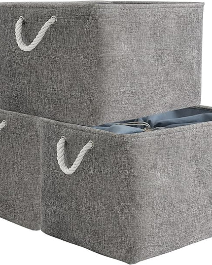 TheWarmHome Storage Baskets for Organizing, Sturdy Fabric Storage Basket , Foldable Storage Baskets for Shelves Closet Nursery Toy (Grey 3 Pack 20.5×15.7×13.8inch)