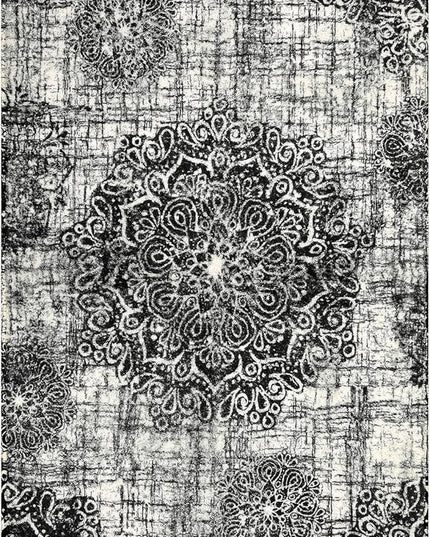 Lahome Vintage Medallion Washable Area Rug - 2'x3' Black Small Entry Rug Accent Distressed Non-Slip Throw Floor Carpet for Door Mat Entryway Bedroom Living Laundry Room Kitchen