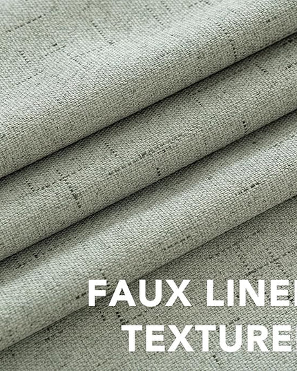 H.VERSAILTEX Linen Blackout Curtains 96 Inches Long 100% Absolutely Blackout Thermal Insulated Textured Linen Look Curtain Draperies Anti-Rust Grommet, Energy Saving with White Liner, 2 Panels, Sage