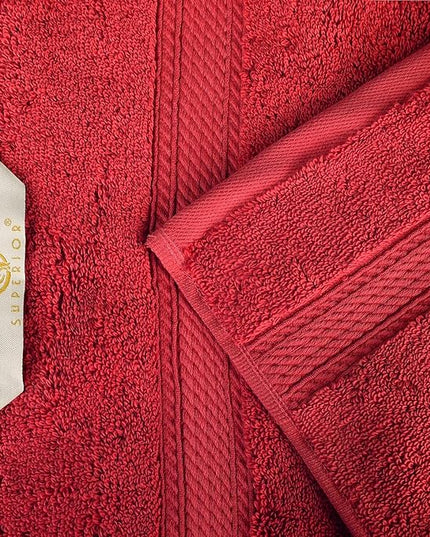 Superior Egyptian Cotton Pile 8 Piece Towel Set, Includes 2 Bath, 2 Hand, 4 Face Towels/Washcloths, Ultra Soft Luxury Towels, Thick Plush Essentials, Guest Bath, Spa, Hotel Bathroom, Red