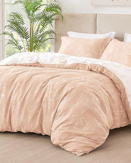 Love's cabin Pink Twin Comforter Set - Twin XL Size Comforter Set Dorm Bedding, 2 Pieces Cute Floral Bedding, Reversible Flowers Comforter, 1 Comforter & 1 Pillow Sham