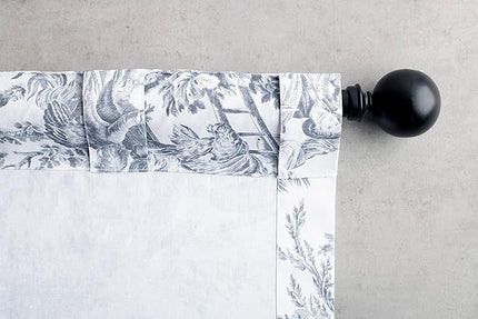 Maison d' Hermine Curtains for Living Room 100% Cotton 124 inch Length One Panel Light Filtering Toile Curtains with Rod and Loop Pockets (The Miller Paloma Gray (White Background), 50" W x 124" L)