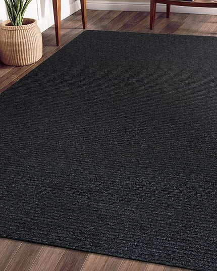 Beverly Rug Non-Slip Modern Rug 4x6 Solid Traditional Rubber Backing Non Skid Soft Thin Indoor Area Rugs for Living Room Stain Resistant Non Shedding Casual Carpet (4 x 6 Dark Gray)