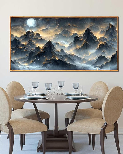 Large Wall Art Landscape Wall Paintings for Living Room Mountain Artwork Black Art 29"x 59" Nature Wall Decor Bird Posters for Home Office