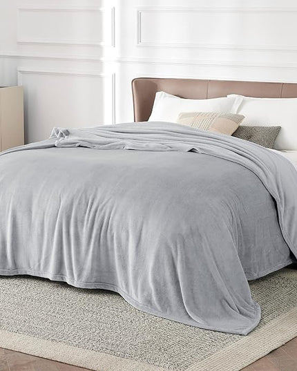 Bedsure GentleSoft Fleece Blanket California King Light Grey - Lightweight Plush Fuzzy Cozy Soft Bed Blankets, 102x96 inches