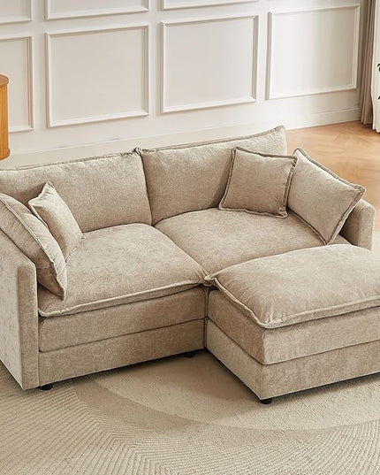 Modular Sectional Sofa, 77 Inch L Shaped Couch Set with Armrests, 2-Seater Comfy Cloud Couches for Living Room Apartment, Coffee