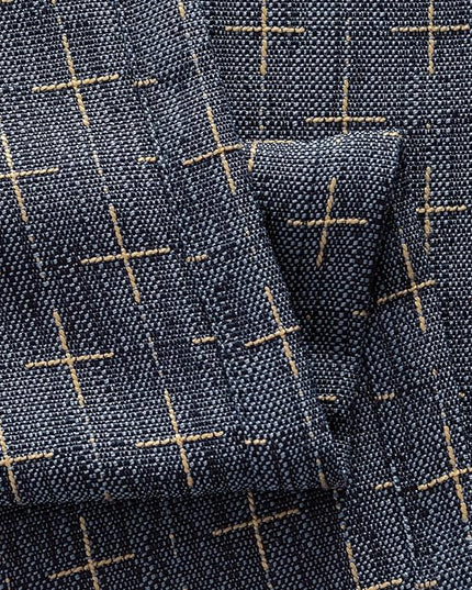 MIULEE Decorative Back Tab Linen Curtains with Geometric Pattern for Living Room Bedroom Farmhouse Rustic Thick Woven Textured Patterned Mudcloth Drapes 84 Inches Long 2 Panels Set, Blue