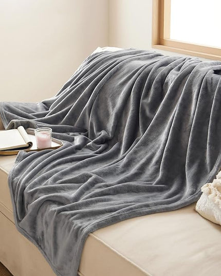 Bedsure GentleSoft Fleece Throw XL Blanket for Couch - 300GSM Soft Lightweight Plush Cozy Blankets for Travel, Grey, 50x70 inches