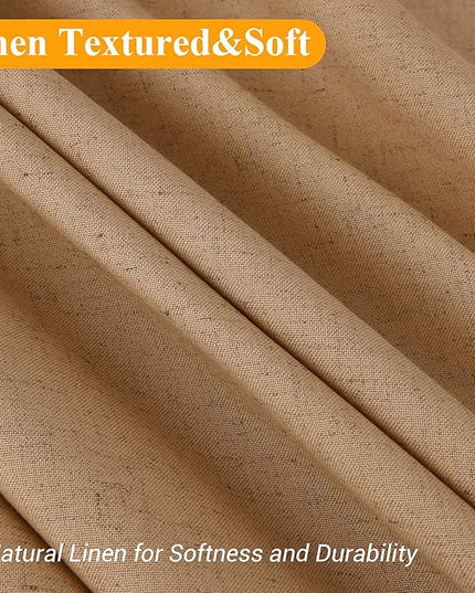 Naturoom Camel 48 Inch Shower Curtain - Stall Narrow Half Linen Ultra Thick Fabric Shower Curtain Set with Hooks, Boho Farmhouse Rustic RV Camper Bath Curtains for Bathroom, 48x72