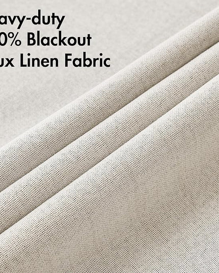 MIULEE Linen Curtains for Bedroom 100% Blackout Thermal Insulated Birch Grommet Room Darkening Curtains & Drapes for Living Room Nursery 52 x 45 Inch (2 Panels)