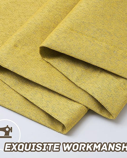 Extra Lenght 100% Blackout Linen Textured Curtains 120 Inch Length 2 Panels Set for Living Room, Bedroom, Full Blackout Curtains with Grommets Top, Gold, 52" W x 120" L, 2 Panels
