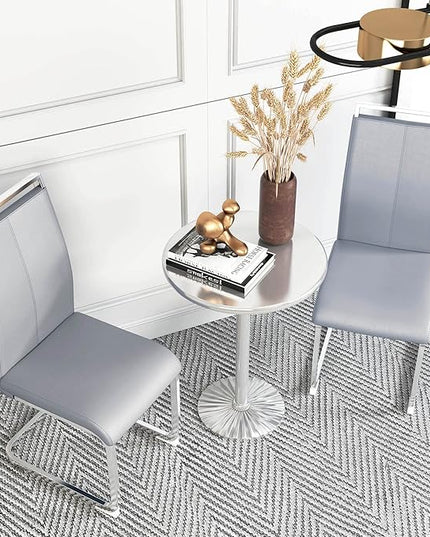 63” Glass Dining Table Set for 4,Modern Dining Room Table Set for 4, Kitchen Table and PU Leather Chairs, Dinner Table with Rectangle Tempered Glass Top and Chrome Silver Base