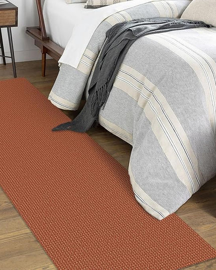 KOZYFLY Runners for Hallways 2x7 ft Washable Kitchen Runner Non Slip Rubber Backed Hall Runners Cotton Entryway Runner Rugs Floor Carpet for Indoor Backdoor Bedroom Kitchen, Orange/Tan