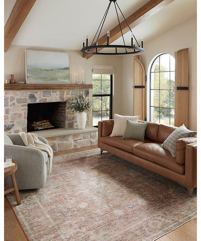 Loloi Magnolia Home by Joanna Gaines Millie Collection MIE-04 Sunset/Multi 5'-3" x 5'-3", .25" Pile Height, Round Area Rug