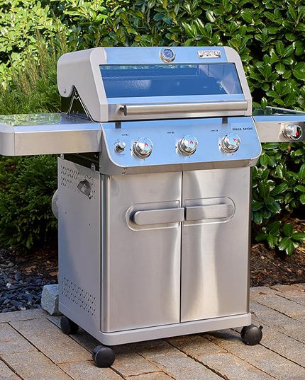 Monument Grills 3+1 Outdoor Barbecue Stainless Steel Propane Gas Grill, 3 Burners & 1 Side Burner 48,000 BTU Patio Garden Grill with Knob Controls, Mesa305