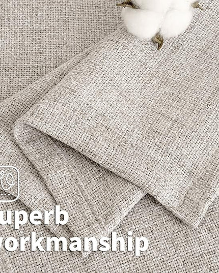 BGment Grey Brown Linen Curtains 84 Inch Long for Living Room - Burlap Textured Light Filtering Window Treatments Grommet Sheer Drapes for Farmhouse, 2 Panels, 52 X 84 Inch