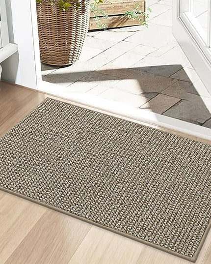 BEQHAUSE Dirt Trapper Door Mat 20" x 32", Non-Slip Washable Doormats Entrance Mat, Dirt Resistant and Absorbent Welcome Mat, Low Profile Floor Mats for Front Back Door and Entryway, Light Beige