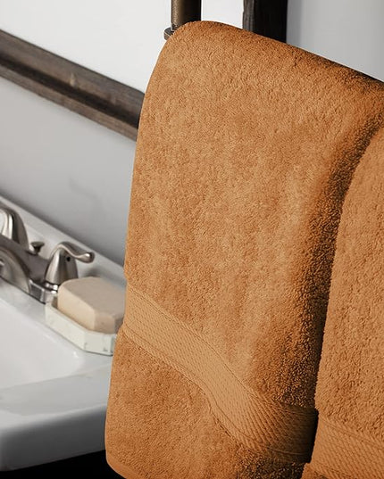 Superior Egyptian Cotton Pile 10 Piece Towel Set, Includes 2 Bath, 4 Hand, 4 Face Towels/Washcloths, Ultra Soft Luxury Towels, Thick Plush Essentials, Guest Bath, Spa, Hotel Bathroom, Rust