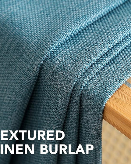H.VERSAILTEX Linen Blackout Curtain 63 Inches Long for Bedroom/Living Room Thermal Insulated Grommet Linen Curtain Drapes Primitive Textured Burlap Effect Window Drapes 1 Panel - Heather Aegean Blue