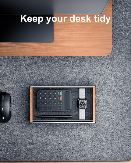 UPERGO Desk Tray Organizer Drawer for Home Office, Walnut Desk Organizer Tray for Keys, Pen, Watch