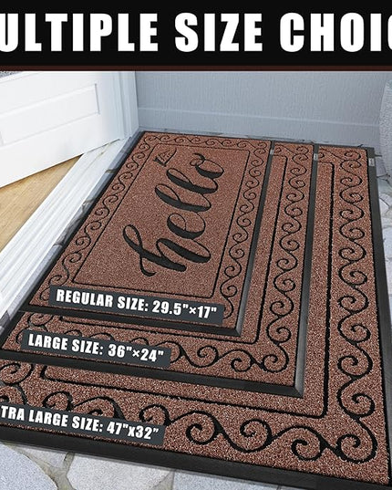 Yimobra Welcome Mats for Front Door 29.5x17, Heavy Duty Waterproof Outdoor Door Mat Outside Entrance, Non-Slip Low Profile Indoor Entryway Mat for Garage Patio, Maroon