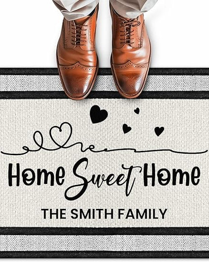 My Sign Center Personalized Doormat, Custom Welcome Mat for Front Door, Home Sweet Home, Indoor/Outdoor Anti Slip Backing, 18x30 Inches, Polyestere Top Made in USA