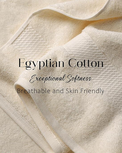 Superior Egyptian Cotton Pile Bath Towel Set of 2, Ultra Soft Luxury Towels, Thick Plush Essentials, Absorbent Heavyweight, Guest Bath, Hotel, Spa, Home Bathroom, Shower Basics, Cream